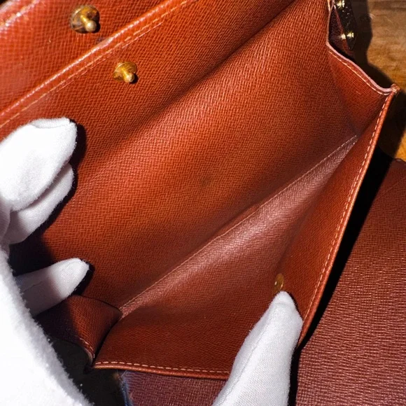 Louis Vuitton monogram vintage international brown wallet converted Crossbody